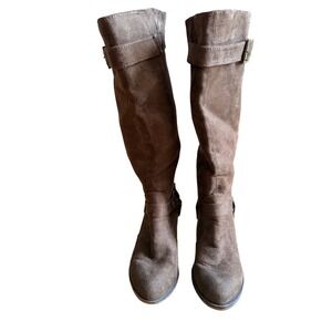 Rocket Dog Brown Suede Knee High Boots Buckle Zipper Women Size 65M
